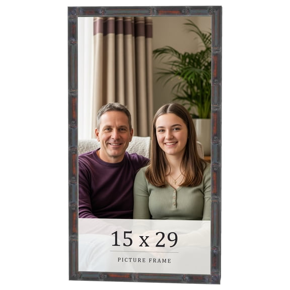 15x29 Frame Brown Bamboo with Dark Coffee/Walnut Finish | Solid Wood Picture Frame Width 0.75