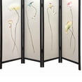 thumbnail image 5 of 4 Panel Wooden Screen with Hand painted Fabric Design, Brown & Beige - Saltoro Sherpi, 5 of 6