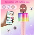 thumbnail image 3 of Kids Karaoke Microphone, Toddler Girls Toys ages 3 4 5 6 7 8 9 Years Old, Birthday Gifts for Girls 6-12 year old, Wireless Bluetooth Handheld Mic Machine with Speaker and LED Lights, 3 of 6