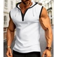 thumbnail image 3 of JoveMarine Men's Casual Color-Block Sports Tank Top, Hooded Sleeveless T-Shirt with Muscle Cut, Lightweight Breathable for Gym Workout Running and Summer Outdoor Activities White M, 3 of 5