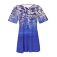 thumbnail image 5 of Pompotops Femmes Mode Casual Imprimé Col Rond en Vrac Manches Courtes T-shirt Top Chemisier Pull-Over Clair, 5 of 5