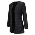 thumbnail image 2 of Clearance Sales Women's Blazers & Suit Jackets Women's Herringbone Open Front Business Jacket Casual Long Sleeve Notch Lapel Overcoats, 2 of 9