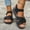 Black, variant on Fnooota Comfort Sandals for Women, Open Toe Casual Wide Width Ankle Strap Summer Shoes Black Size 7