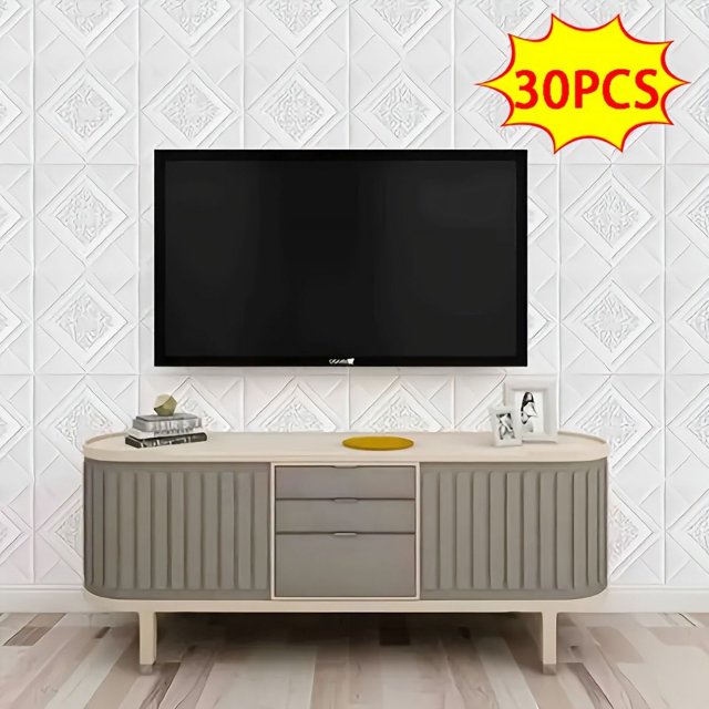 20/30/40//50pcs 3D Wall Tile Sticker, Foam Brick Self-Adhesive Anti-Collision Sticker,
