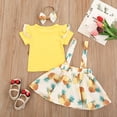 thumbnail image 4 of FRSASU Clearance Infant Baby Girls Soild Tops+Pineapple Bow Suspender Skirts+ Headbands Sets, 4 of 9