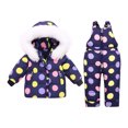 thumbnail image 2 of Hicidod Snow Suit for Kids Hooded Windproof Thick Cute Print Toddler Snowsuit Ski Waterproof Winter Warm Snow Pant And Puffer Jacket Bib, 2 of 3