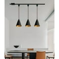thumbnail image 6 of KAYYELAMP 11.8 Inches Brown Cord Track Set of Three Hanging Light H-Type Gold Inner Cone Shade Remote Dimmable Track Pendant Light for Kitchen Sink Loft Stairs, 6 of 7