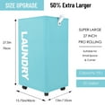 thumbnail image 2 of Caroeas XX-Large Laundry Baskets 27" Tall with Leather Handle, Laundry Basket on Wheels , Collapsible Laundry Hamper, Rolling Hamper Dorm Baskets (Light Blue), 2 of 5