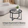 thumbnail image 4 of Coffee Table, 27.6" Round Coffee Table with Tempered Glass Surface, Center Table for Living Room, Dining Room, Tea, Home Décor,Black, 4 of 14