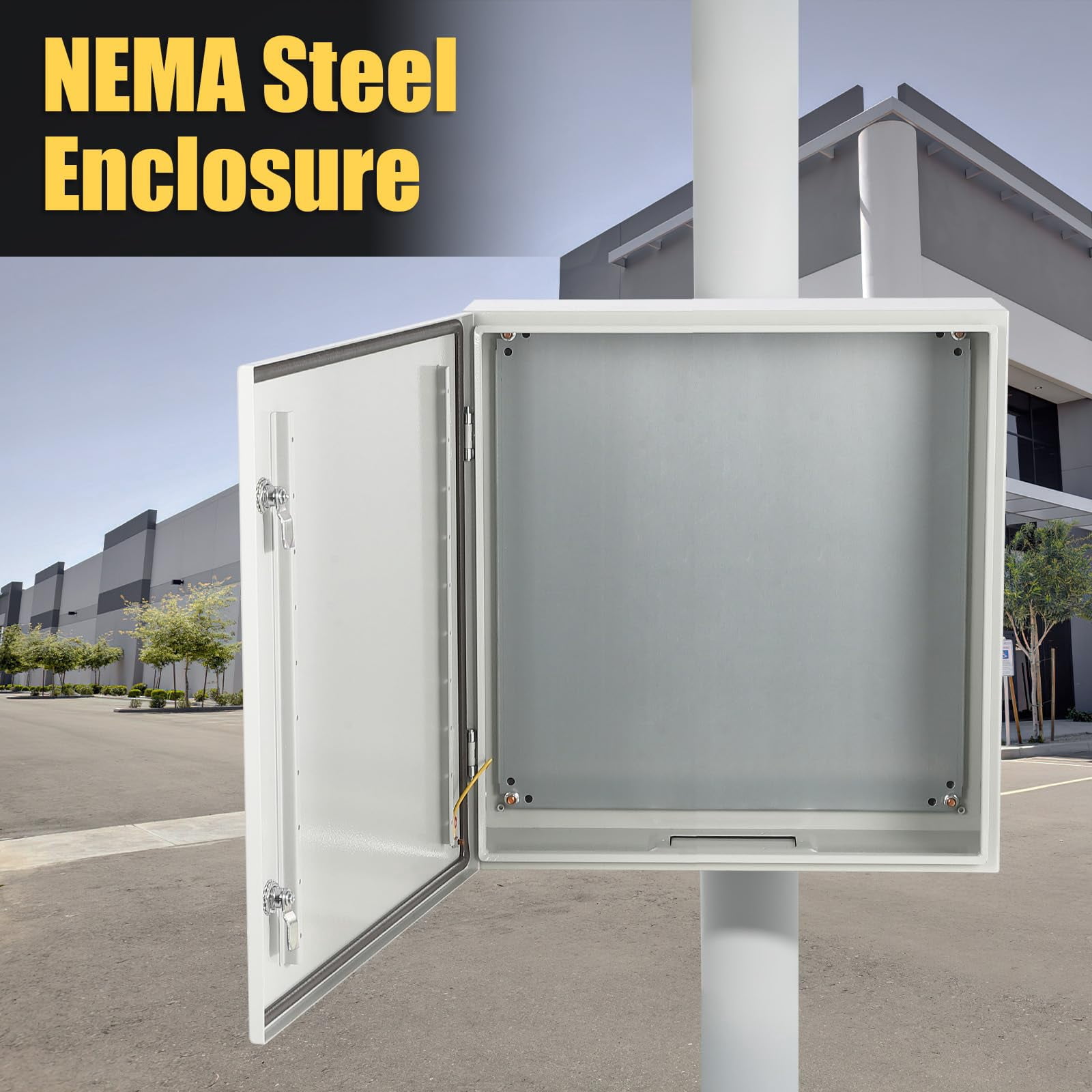 Luku NEMA Steel Enclosure, 24x16x10 NEMA 4X Steel Electrical Box, IP66 Waterproof & Dustproof, Electrical Junction Box for Outdoor/Indoor, with Mounting Plate