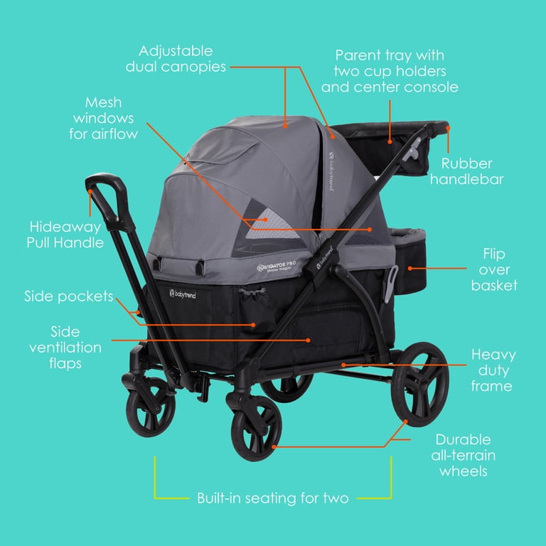 Baby Trend Navigator Pro 2-in-1 Stroller Wagon, Dash Black, 110 lb
