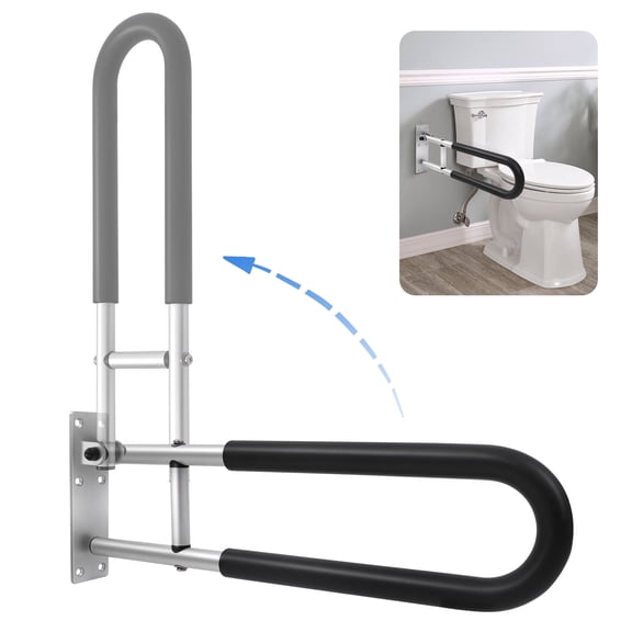 COSYWILL Toilet Grab Bar,23.8 in Folding Bathroom Handrail with Padded,Safety Grab Rail for Disabled Elderly Pregnant