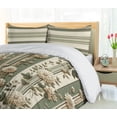 thumbnail image 3 of Ambesonne Sage Duvet Cover Set, Neutral Chrysanthemums Stripes, King, Pale Tan and Reseda Green, 3 of 4