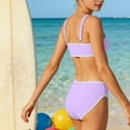 thumbnail image 5 of Mceream Unisex Children'S Solid Color Two-Piece Bikini Swimsuit for Girls Purple 11 Years, 5 of 7