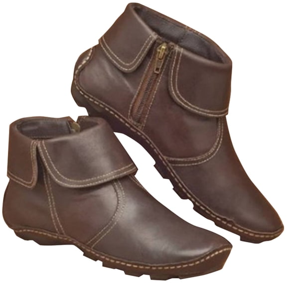 NOKIO Fall Winter B𝗈𝗈𝑡𝑠 for Women V𝗂ntage Fold Over Ankle B𝗈𝗈𝑡𝑠 Fashion 𝖫a𝖼e Up Booties Western Cowboy B𝗈𝗈𝑡𝑠 with Side Zipper, Casual Round Toe Walking Shoes