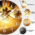 thumbnail image 2 of Wall Clock, Brown Wooden Board Silent Non Ticking Battery Operated Round Decorative Indoor Outdoor Clocks for Living Room Kitchen Bedroom Bathroom Patio 12", 2 of 6