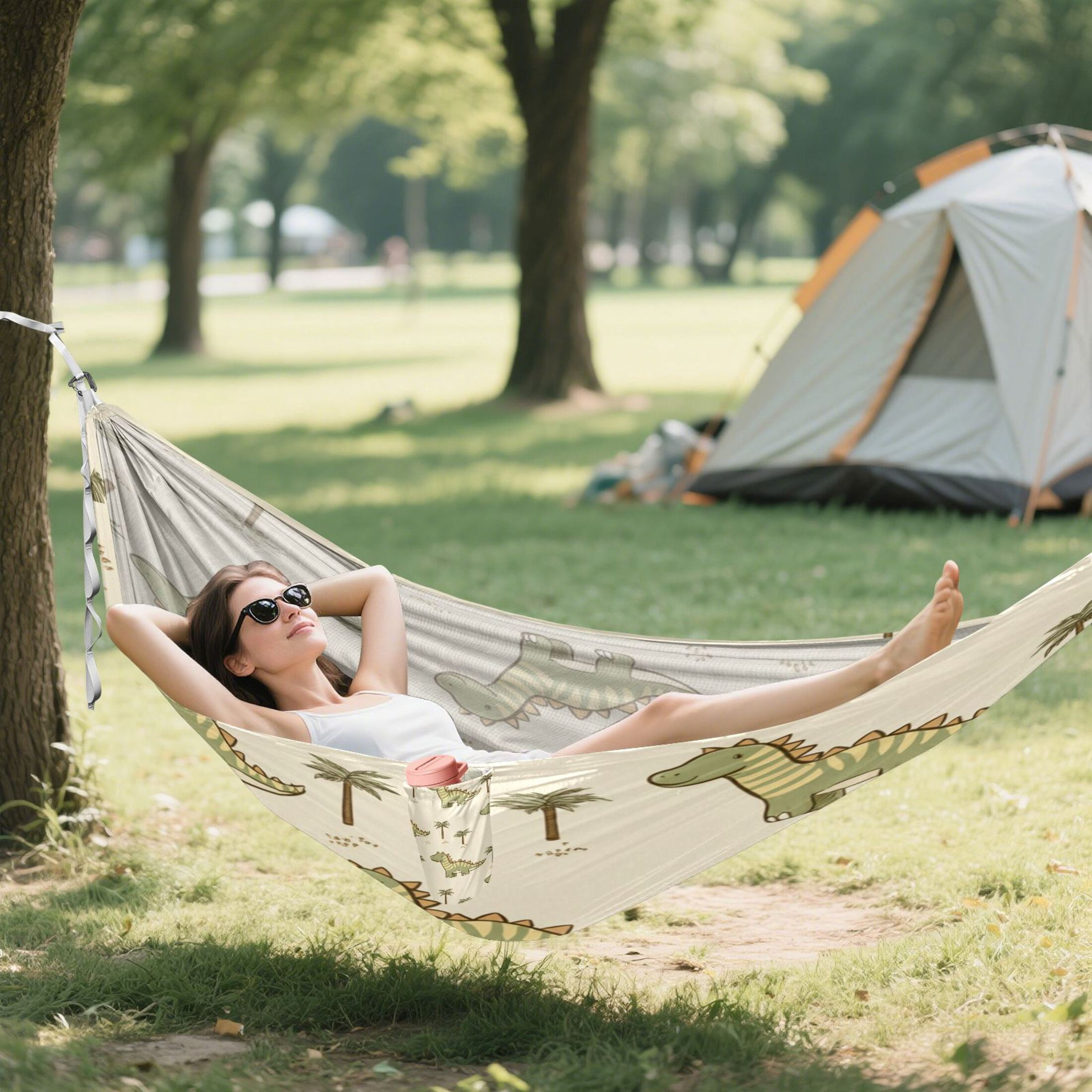 Hammock Camping Hammock Nylon Portable Hammock Travel Camping Hammock Green Digital Dino Pattern