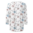 thumbnail image 4 of Xdegoge Easter Bunny Shirt Women Plus Size Bunny Bow Print T-Shirt Cute Rabbit Carrot Floral Pattern 3/4 Sleeve Casual Holiday Top, 4 of 5