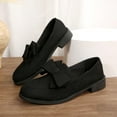 thumbnail image 5 of Black Ladies Bow Detail Round Toe Shallow Mouth Loafers Low Heel Design Daily Use, 5 of 9