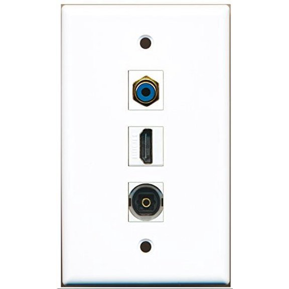 RiteAV - 1 Port HDMI and 1 Port RCA Blue and 1 Port Toslink Wall Plate