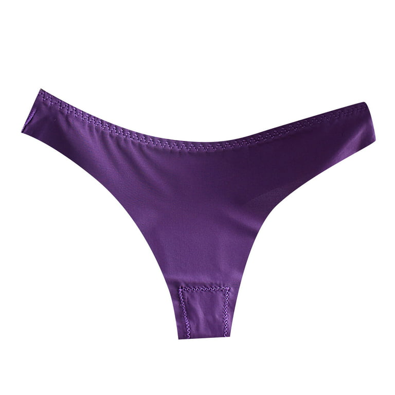 zuwimk Cotton Thongs For Women,Women's Pure Stretch Thong Underwear  Purple,One Size 