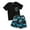 Mint Green, variant on Tfken Summer Outfit Sets For Boys Short Sleeve Crew Neck Print Tops With Solid Color Shorts Set Summer Casual Baby Cute Outfit Black Size 11-12 Years