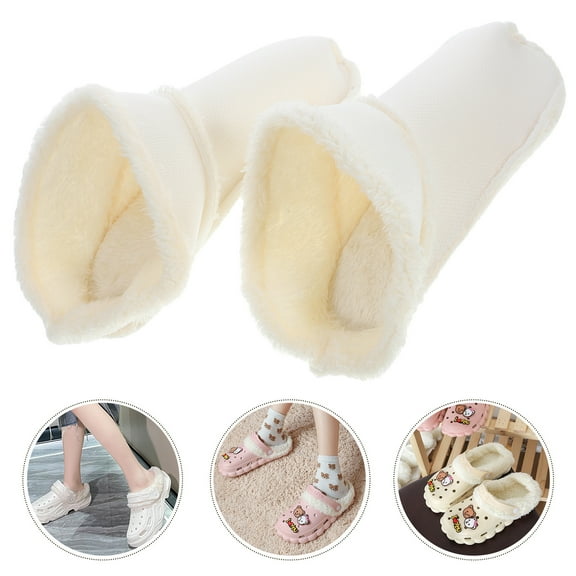FRCOLOR 2Pairs Fleece Lined Clogs Warming Slip-on Round Toe Minimalist Style For Women Men