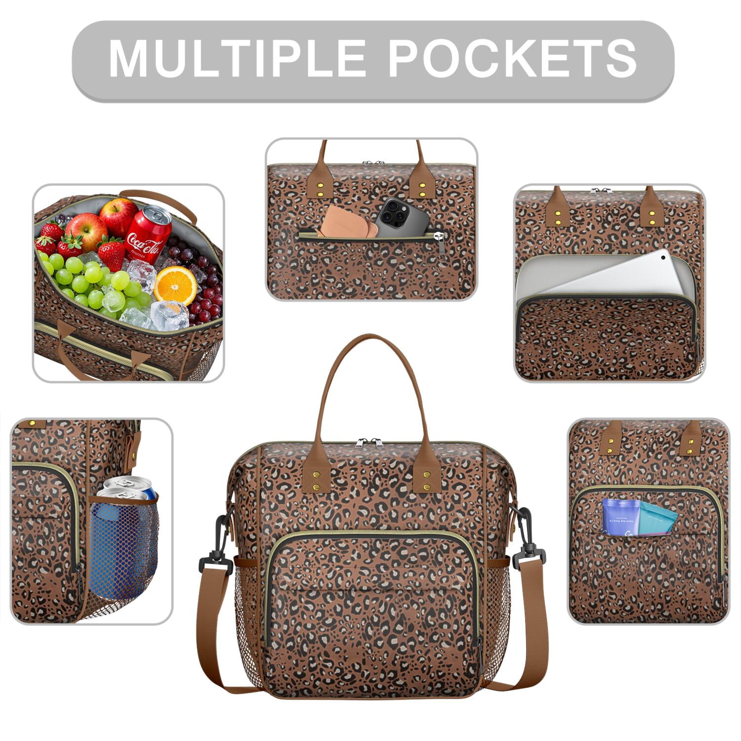 Cheetah Pattern Lunch Tote – Fashion Leopard Print Insulated Cooler Bag, Reusable Leakproof Lunch Box for Women, Perfect for Office or Gifting