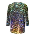 thumbnail image 4 of EQWLJWE Womens Sequin Tops Casual Multicolor 3/4 Sleeve Glitter Sparkly Loose Fit Blouse Round Neck Dressy Shirts for Evening Party Club Music Festival(S-5Xl), 4 of 5