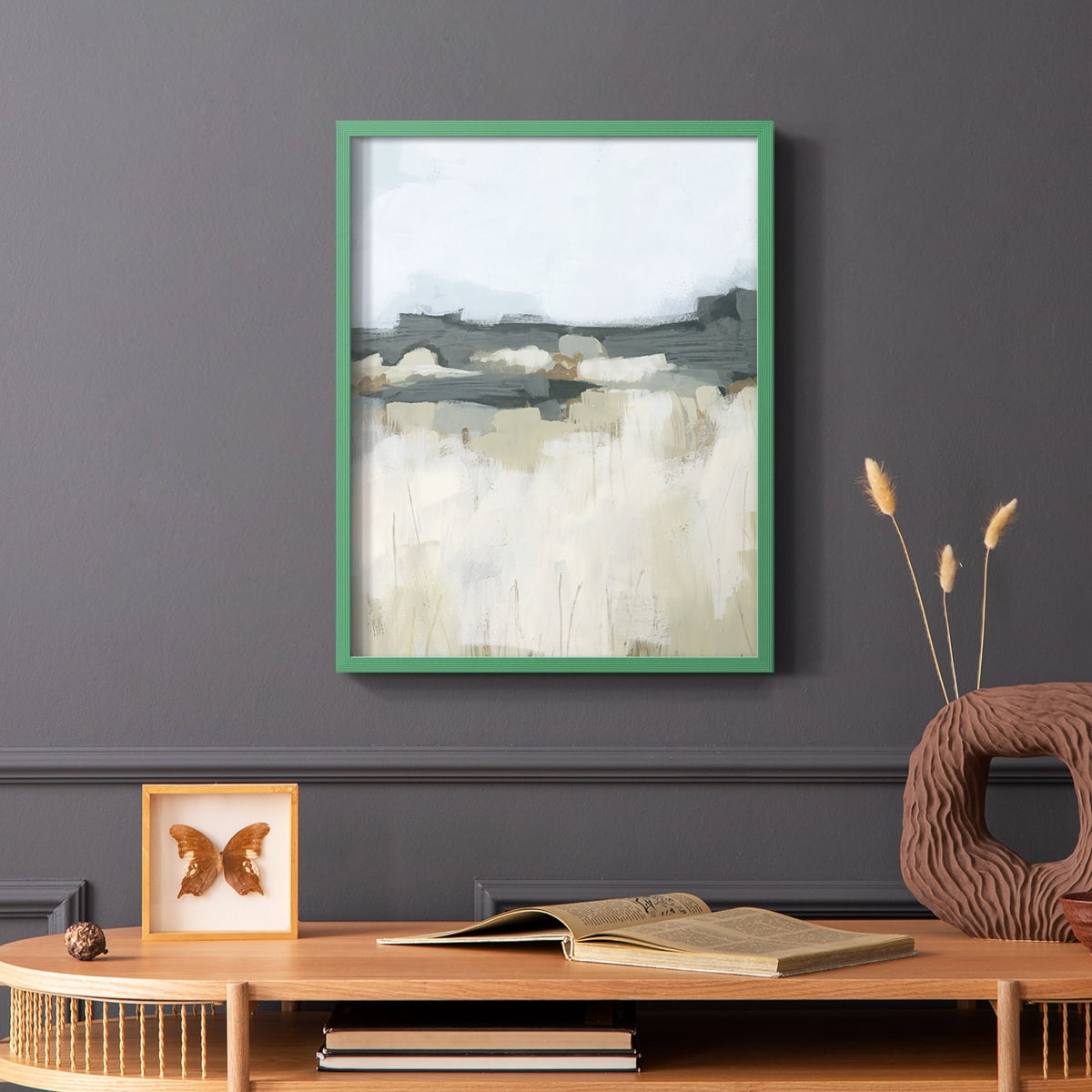 Brushstroke Badlands I Framed Print in Green Solid Wood Framed Print No Nail Hanging