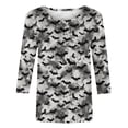 thumbnail image 4 of DailyTrove Women's Halloween Long Sleeve Top, Bat Pattern Print, Casual Fit, Soft Fabric, Halloween Parties & Daily Casual Wear, 4 of 6