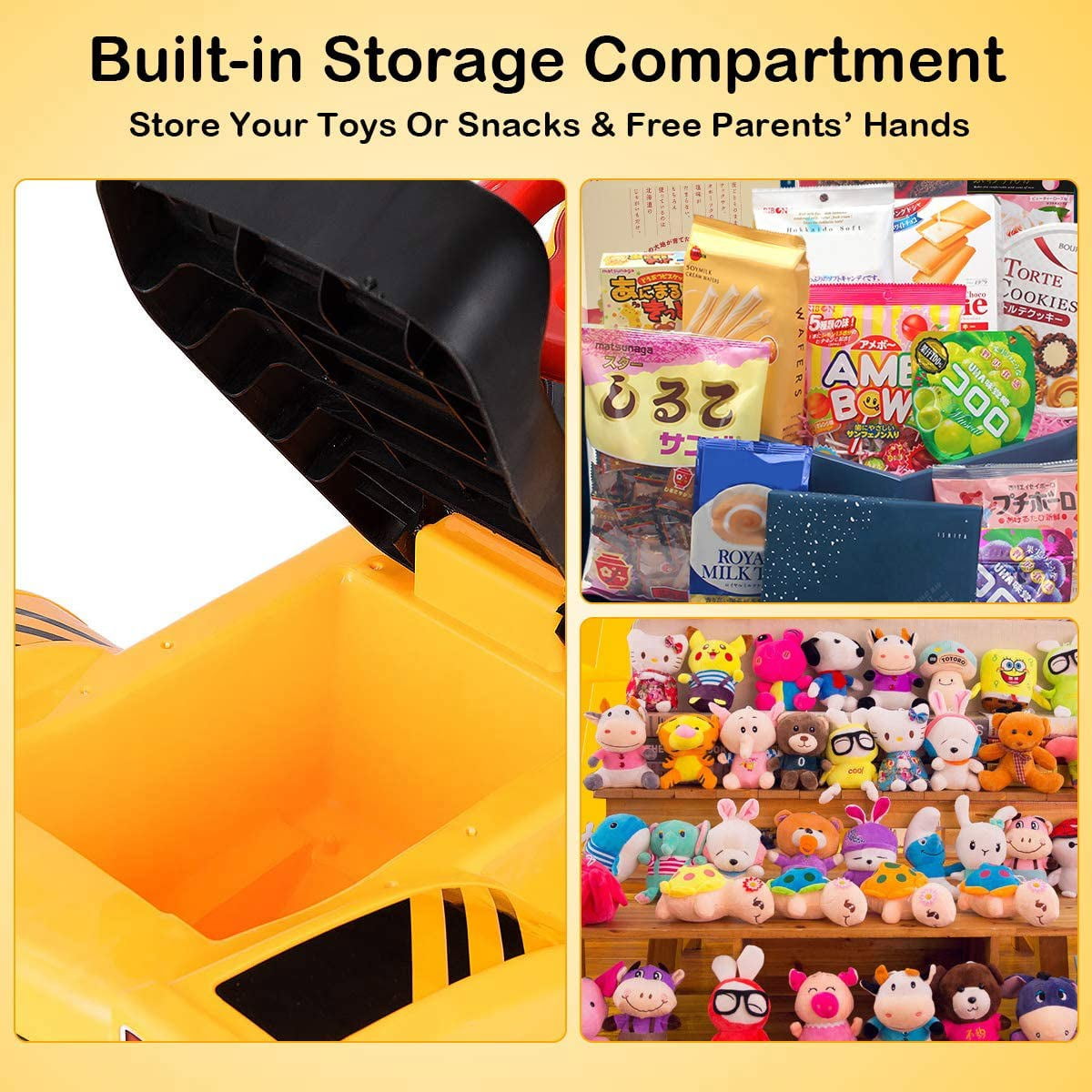 CIPACHO Kids Ride On Bulldozer, Outdoor Digger Excavator Cart with Storage, Children Pretend Play Truck Toy
