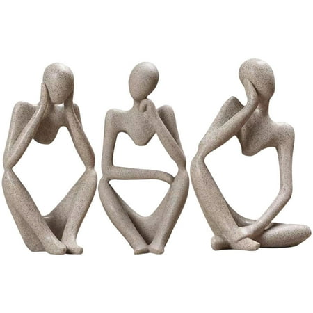 

3pcs Thinker Statue Abstract Decor Office Desk Decor Modern Style Home Decor
