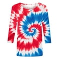 thumbnail image 4 of Cavosen Red White and Blue T Shirts Women Petite 4th of July 3/4 Sleeve Crewneck Tops USA Star Striped Print T Shirts Lady XL Red White and Blue Casual Tops Patriotic Tunic Tees Patriotic Clothes, 4 of 5