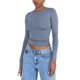 thumbnail image 4 of Mujeres de manga larga Camisetas ajustadas Crewneck Color sólido Athletic Slim Fit Outwear para correr Yoga Base Tees Nituyy Negro, azul, rosa, blanco. Top peplum de manga larga, 4 of 5
