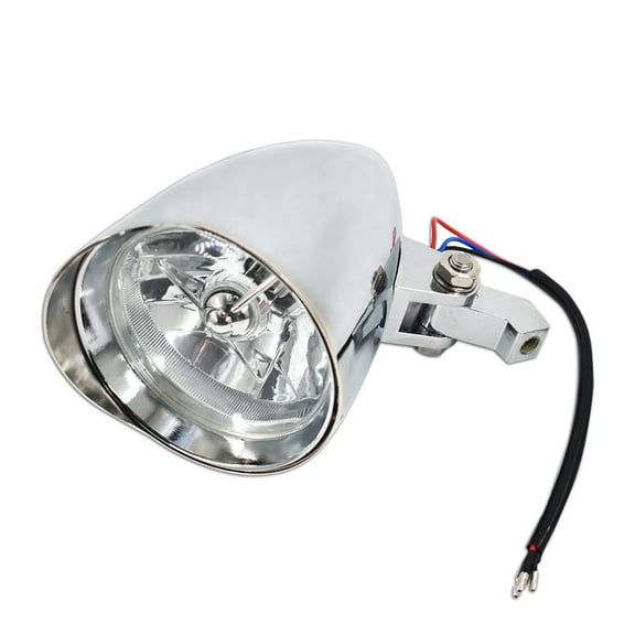 Motorcycle Chrome Visor Headlight Lamp Replacement for Bobber Chopper Dyna 12V