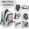 thumbnail image 7 of HUIACONG 4PCS Pink Dino Student School Backpack Set, 17" Lightweight Bookbag with Lunch Box for Kids Age 7-12, 7 of 7