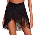 thumbnail image 2 of Falda Sexy transparente para mujer, ropa de playa, falda con borlas y cordones, faldas con flecos irregulares de Color sólido, traje de baño 2022, 2 of 4