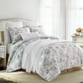 thumbnail image 2 of Levtex Home - Ophelia Spa Comforter Set - King Comforter + Two King Pillow Cases - Floral - Spa Grey Cream Ochre - Comforter (106 x 94in.) and Pillow Case (36 x 20in. ) - Cotton, 2 of 6