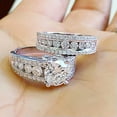 thumbnail image 5 of 2pcs/set Elegant 925 Silver Ring Cubic Zircon Engagement Jewelry Sz 6-10, 5 of 9
