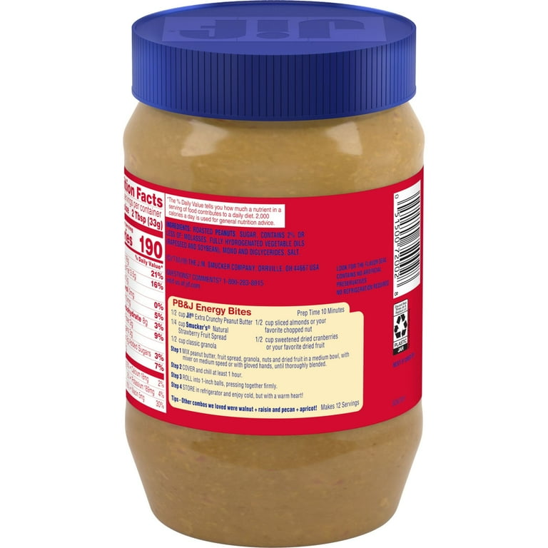 Jif Peanut Butter, Extra Crunchy Texture, 40 oz, 7g Protein Per