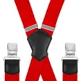 thumbnail image 3 of FEDPOP Men's Heavy Duty X-Back Suspenders with Metal Clips Red, 3 of 7