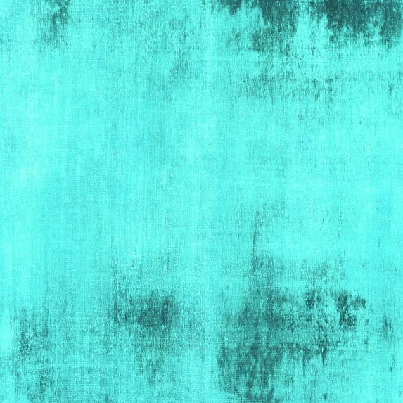 Ahgly Company Machine Washable Indoor Square Abstract Turquoise Blue Modern Area Rugs, 3' Square