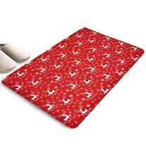 Red Christmas Reindeer Pattern Flannel Non Slip Door Rugs,Washable Door Mats Indoor,Decorative Door Mats,Dirt-Resistant and Absorbent Doormat for Entrance,Bedroom,Kitchen,Bathroom,23.5x16in(60x40cm)