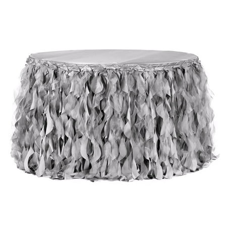 

1 Pc Curly Willow 14Ft Table Skirt - Silver For Weddings Quinceaneras Birthday Celebrations