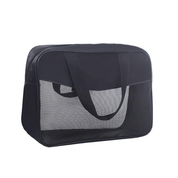 Bolsa de maquillaje de viaje con asa y cremallera, bolsa de maquillaje, bolsa de cosméticos para baño Negro