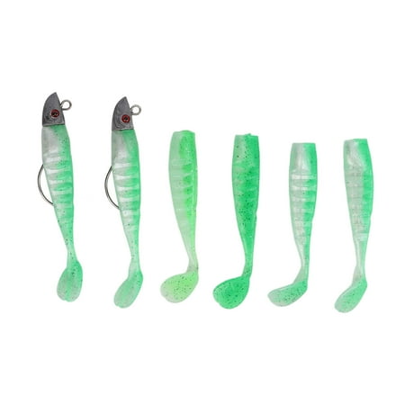 Sarapandan 2 Box Soft Fishing Lure Swimbait Simulation Silicone Soft Artificial Fishing Bait for Saltwater FreshwaterPea Green