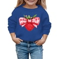 thumbnail image 1 of MEZZALL Spring Love Heart Fashionable Strawberry Knot Print Children Sweatshirt Hoodie Pullover Tops Stylish Infants Dailywear, Blue, 18-24 Months, 1 of 4
