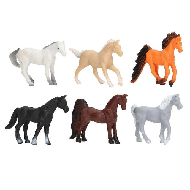 6pcs Horse Figurines Set Children Simulated Cute Funny Horse Figure Model Pretend Play Toy Decoration