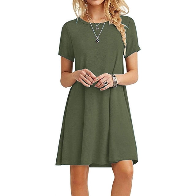 Robe T-Shirt Simple Décontractée pour Femme, Coupe Ample